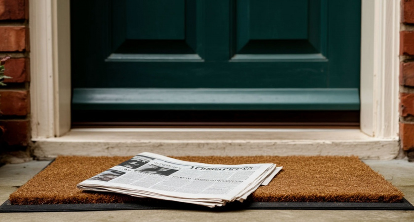 Кладу газету под коврик у двери - не для тепла, а потому что заметила, как это работает в подъездах старых финских домов