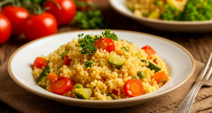 Заливаю кипятком, жду 5 минут - и готово: идеальный гарнир, подходит и к мясу, и к овощам