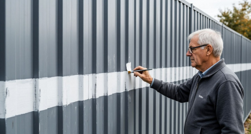 Сосед по даче поставил новый забор, а потом сам изрисовал его краской - оказалось, логика в этом есть