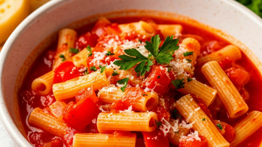 Макароны по-ленивому: засыпал, залил, забыл на 20 минут. Соус впитывается в пасту, получается насыщеннее, чем при обычной варке 