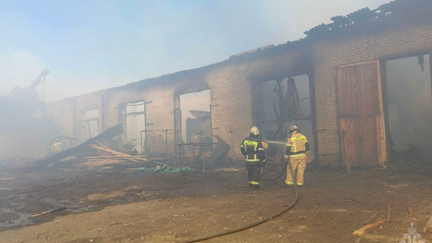 17 огнеборцев тушили мощный пожар в цехе деревообработки в Кировской области