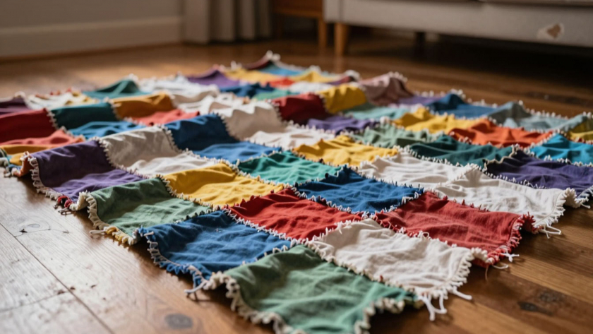 Не выбрасывайте старые и дырявые футболки: сделайте уютный плед за вечер: 3 способа — от лоскутного до вязаного крючком