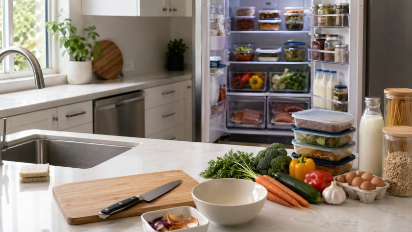 Как за 15 минут подготовить кухню к рабочей неделе: освободить столешницу, разобрать холодильник – и готовить без хаоса