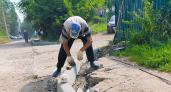 На одном из проездов Кирово-Чепецка устанавливают новые бордюры