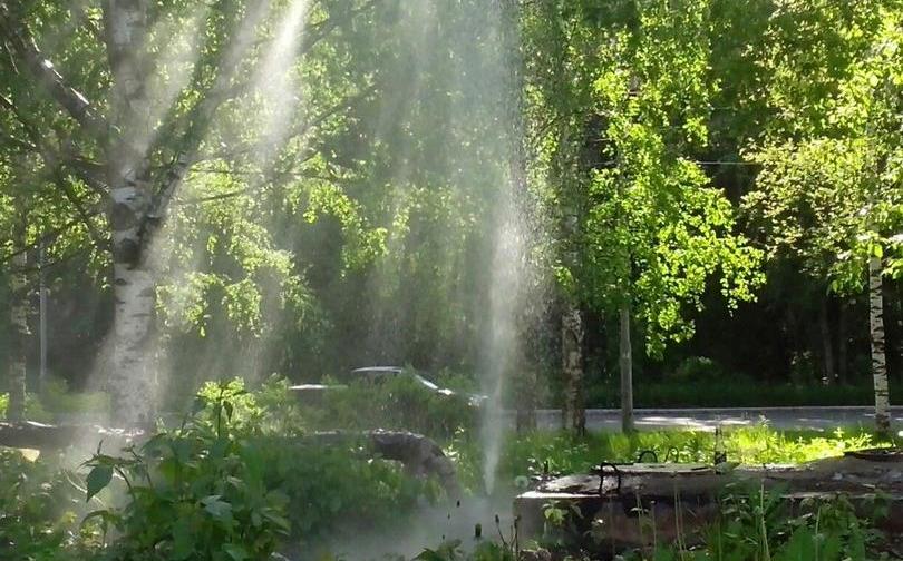 Из-за коммунальной аварии на Ленина струя воды поднялась на 5 метров