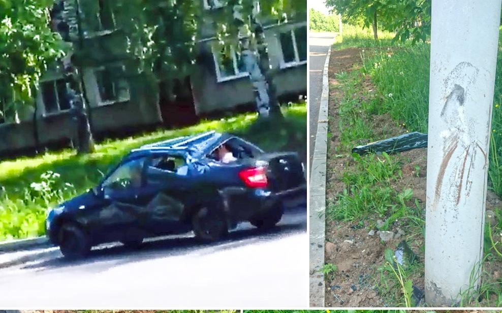 На Вятской набережной перевернулась «Лада Гранта»