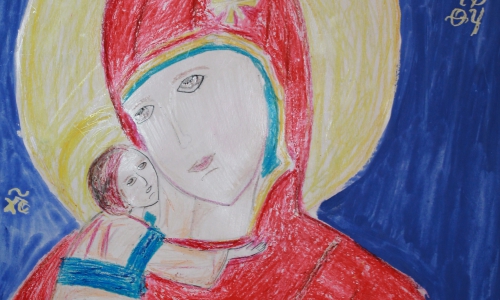 Мальчик из детского дома-интерната рисует иконы (фото)