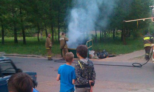 В Чепецке прямо во дворе подожгли мусор (фото)