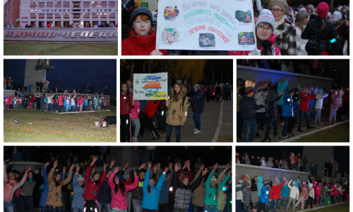 Флешмоб против ДТП: в Кирово-Чепецке школьники станцевали на улице и раздали горожанам светоотражающие нашивки