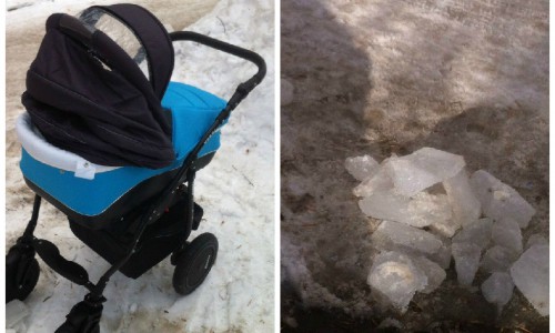 В Кирове на месячного ребенка с пятого этажа упала снежная глыба