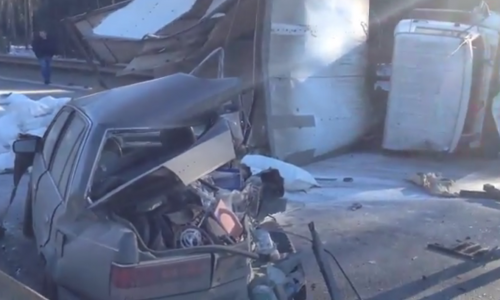 Появилось видео ДТП на путепроводе в Кирово-Чепецк