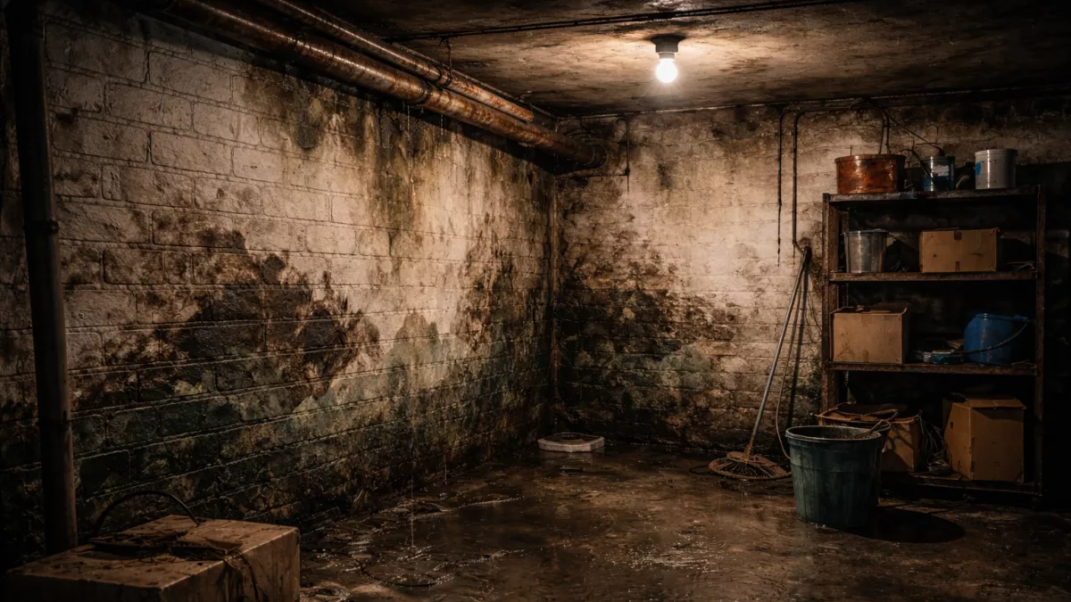 В подвале пахнет сыростью и появляются темные пятна на стенах? Вот почему там быстро заводится плесень и как ее остановить