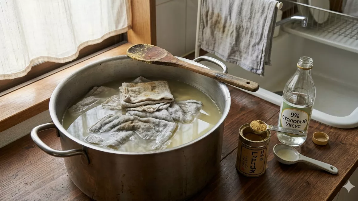 2 ст. л. на 10 литров - и полотенца кипенно-белые: как японки легко отбеливают кухонный текстиль 
