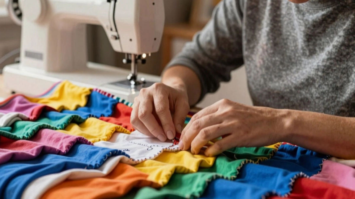 Перестала выбрасывать футболки и свитера - теперь делаю из них плед: красота неописуемая за копейки 