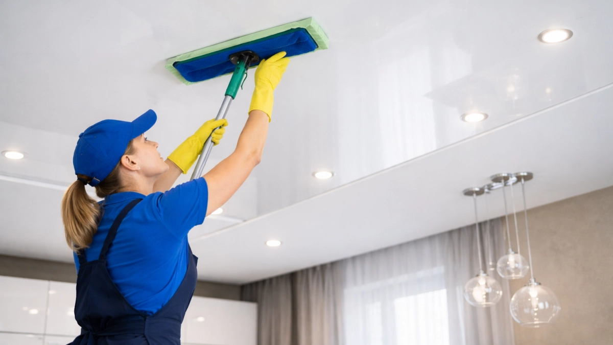 Как почистить натяжной потолок без разводов и царапин: пошаговая инструкция, которую советуют клинеры