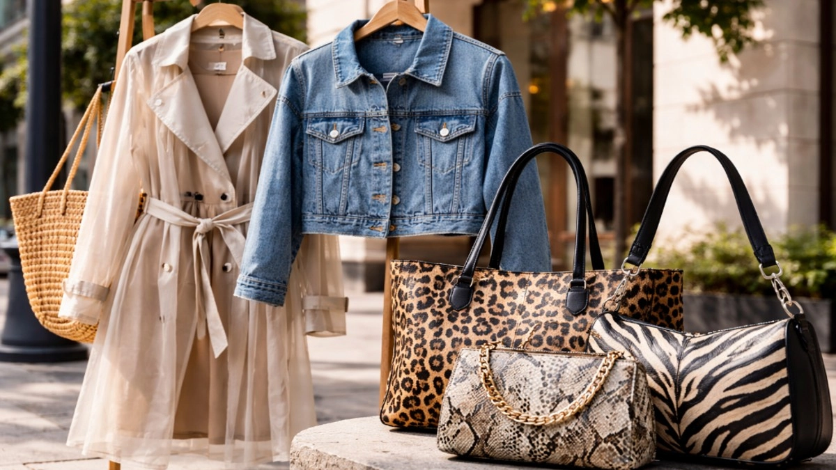 Лёгкая верхняя одежда и сумки на лето 2026 года: прозрачный тренч, джинсовая куртка и анималистичный принт