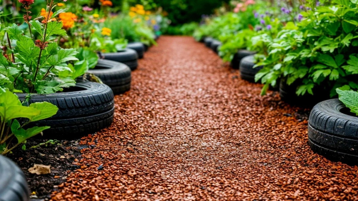 Бесплатный материал под ногами: как я сделал дорожки из старых шин и забыл о гололёде