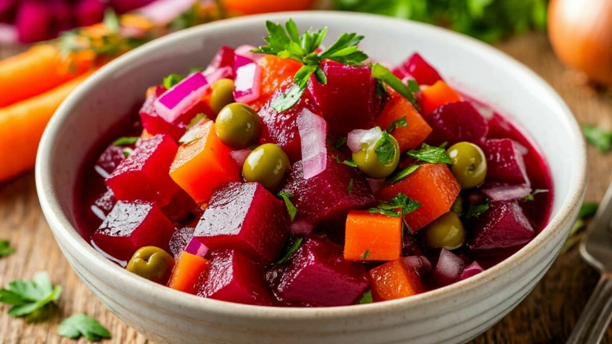 Я думал, винегрет — это классика, которую не улучшить. Ошибался. Этот рецепт с яблоком и сырой морковью звучит совсем иначе — свежо и ярко