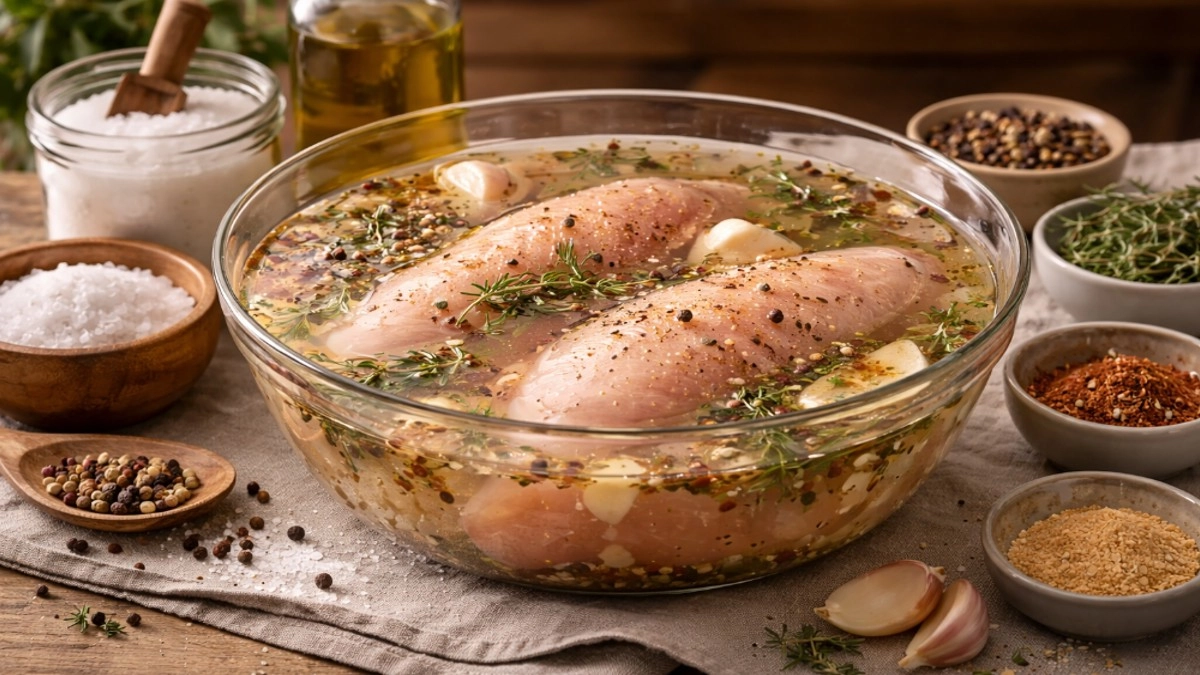 Курица в рассоле: один простой шаг перед готовкой – и грудка больше не сухая, а корочка всегда золотистая
