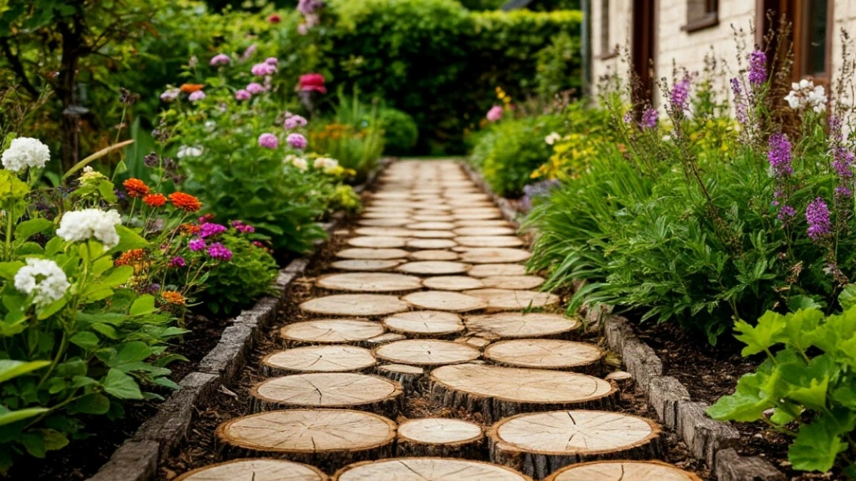 Садовые дорожки из подручных материалов: 5 идей, которые не ударят по бюджету — от спилов дерева до старого кирпича и гальки