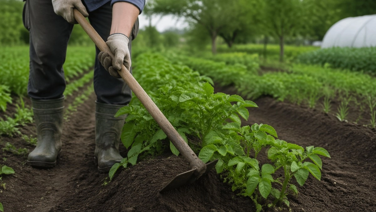 Кусты картофеля стоят мощные, ботва густая, а под землей мелочь: ошибка при окучивании, которую легко принять за заботу