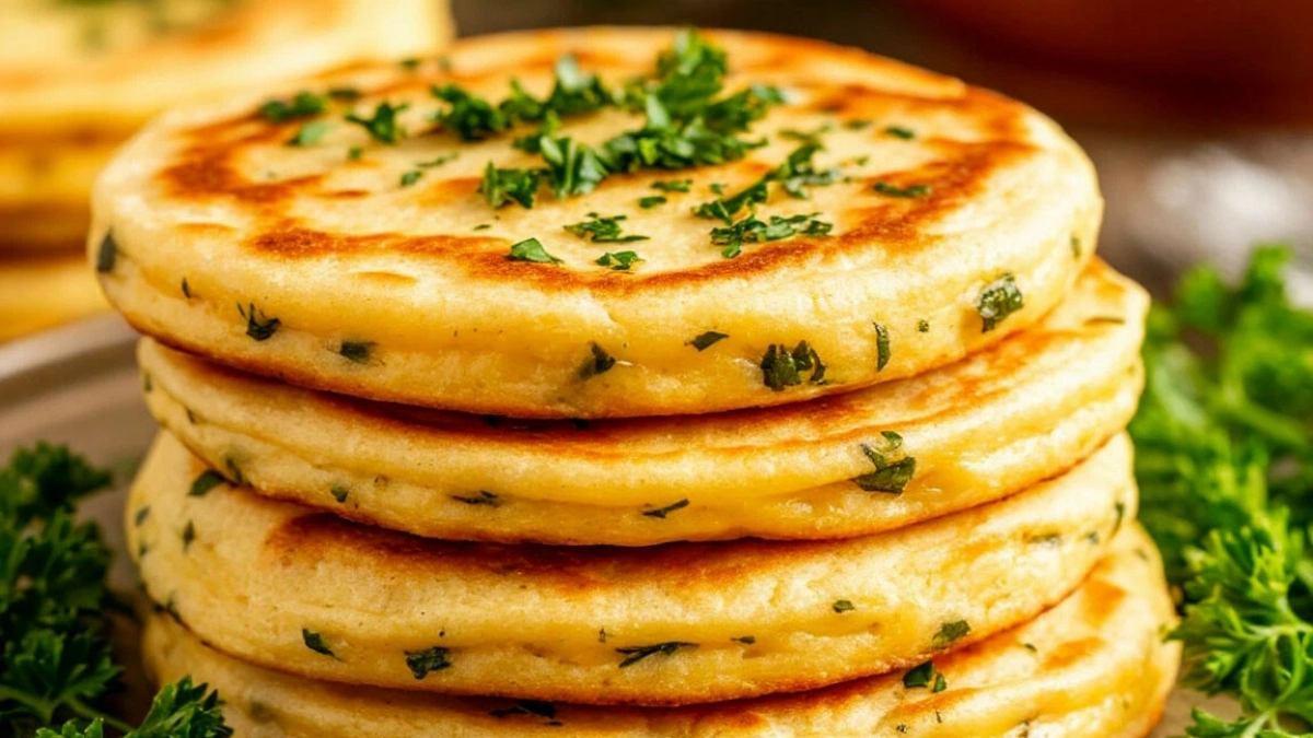 Эти лепёшки с сыром и зеленью готовятся за 10 минут без замеса теста. Внутри — тягучий сыр, снаружи — золотистая корочка