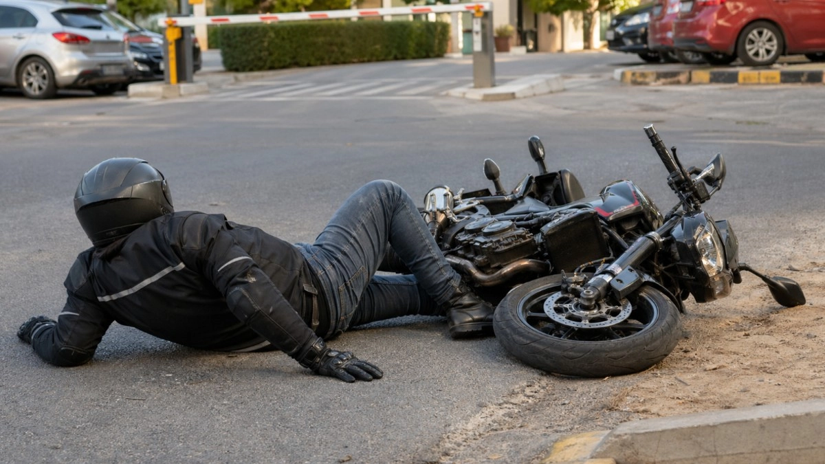 Падение с мотоцикла на малой скорости: почему будничный манёвр опасен, какие травмы получают новички – и где риск выше всего