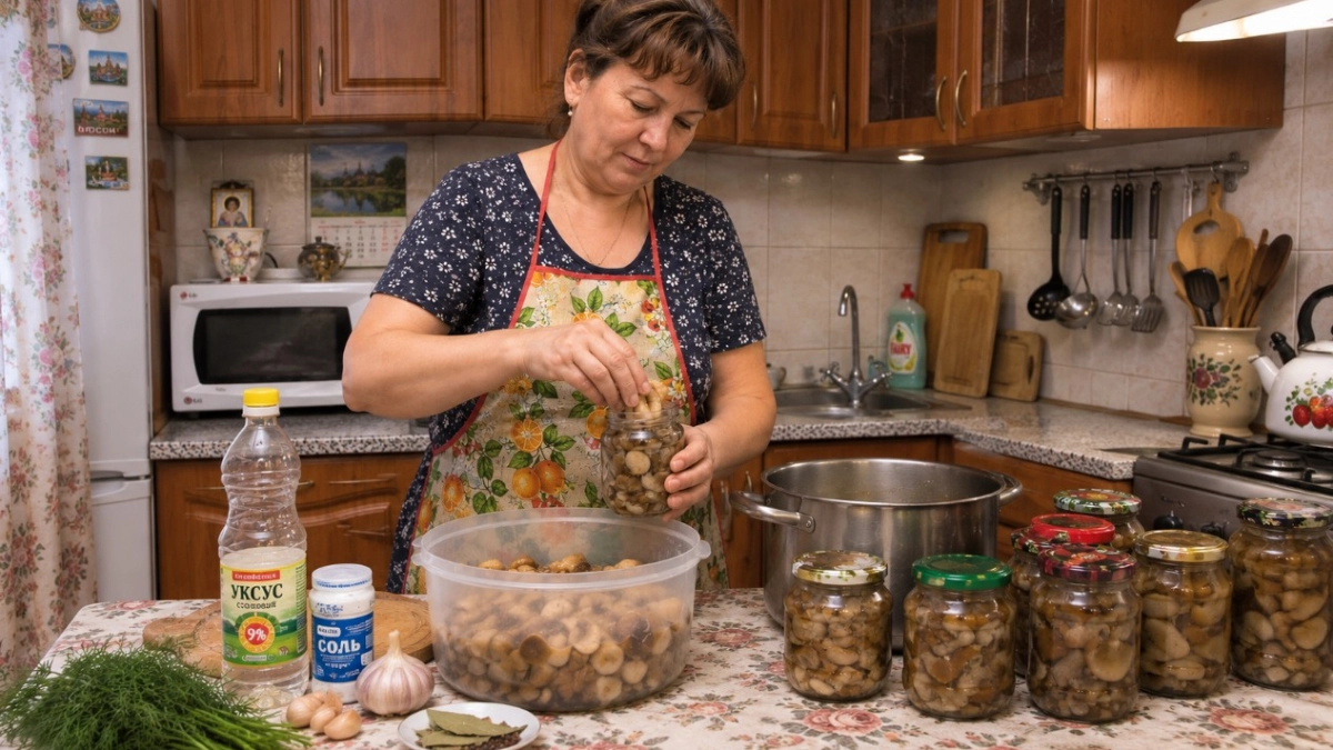 Мариную грибочки на зиму только так - хрустящие, ароматные, как свежие. Со стола всегда улетают первыми