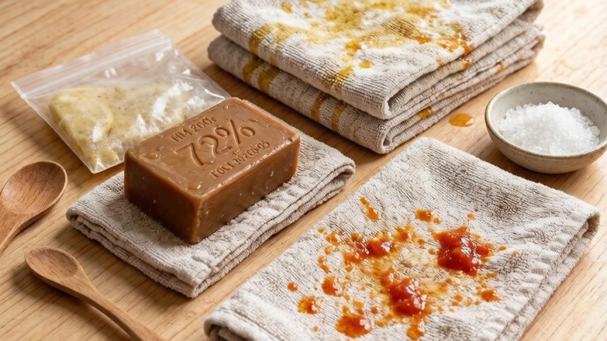 Достаю из микроволновки, полощу и сушу: кухонные полотенца белоснежные, без единого пятна