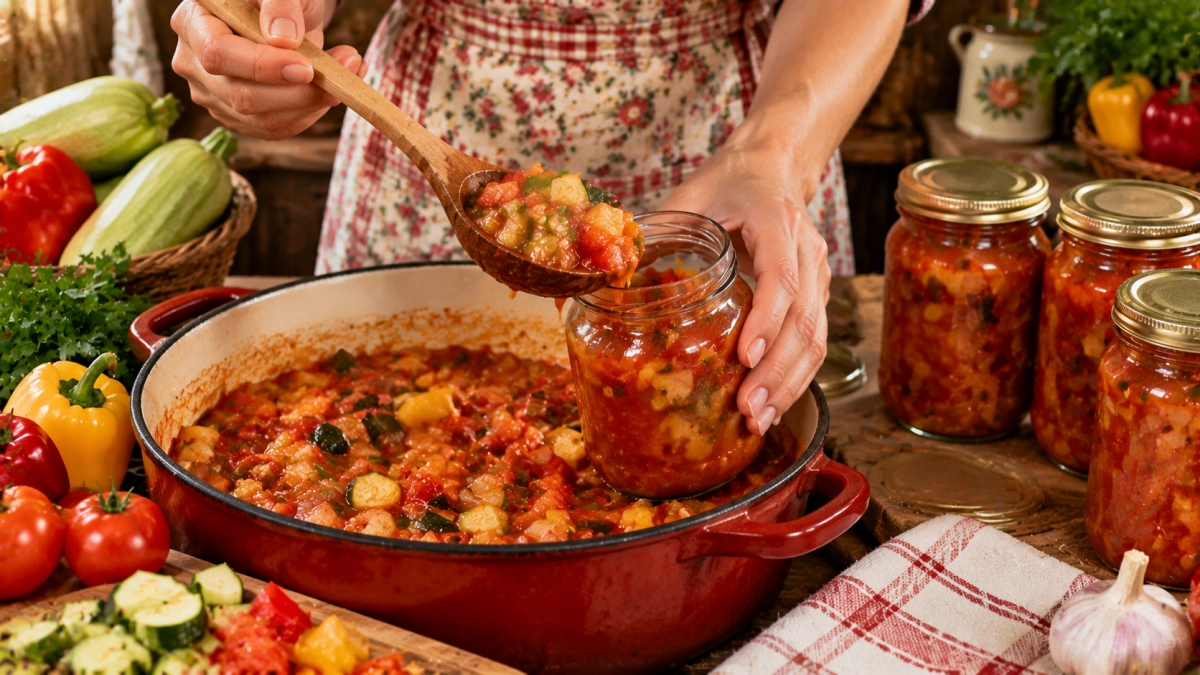 Густой, как лечо, но вкуснее: закатываю салат с кабачками, помидорами и перцем на зиму - не залежится в кладовке