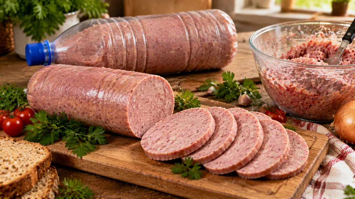 Разрезаю бутылку, "фарширую" курицей — и утром у меня нежная и натуральная домашняя колбаса к завтраку