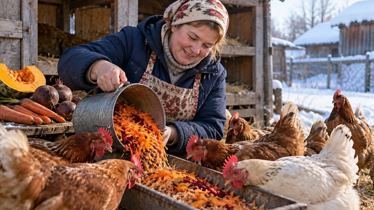 В холода даю курам эту подкормку — стащила метод у сибиряков: несушки радуют яйцами даже в морозы: всего-то надо 3 овоща